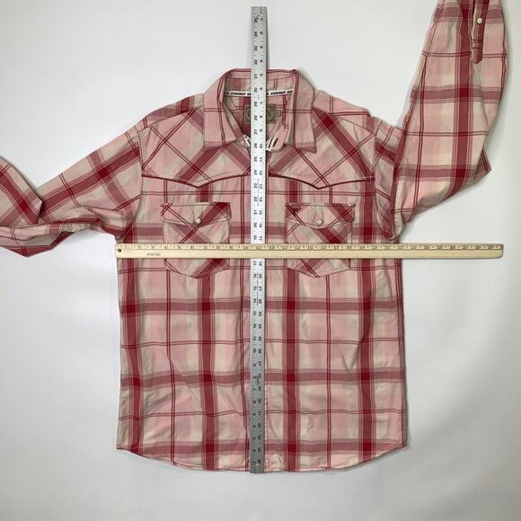 Cowboy Hardware Shirt Mens L Cotton Pearl Snap Buttons Plaid Long Sleeve Western - Picture 3 of 9